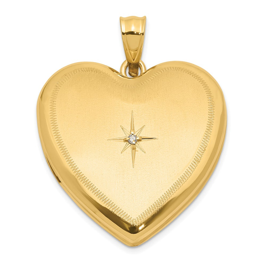 4K 24mm Locket de Corazón con Diamante en Acabado Satinado y Pulido