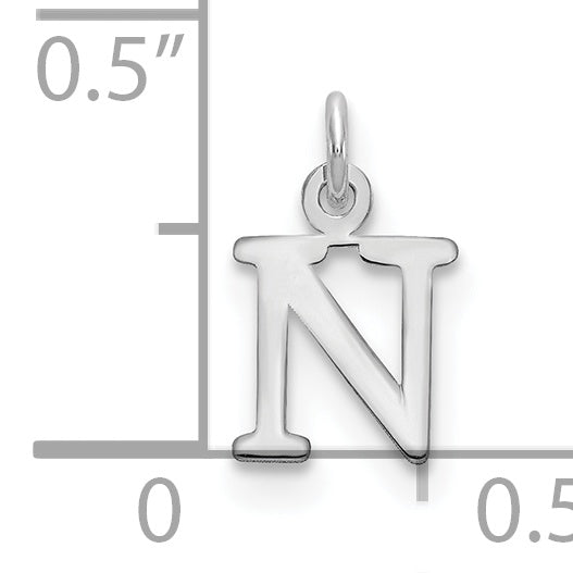 Dije con Letra “N” Recortada en Oro Blanco de 14K