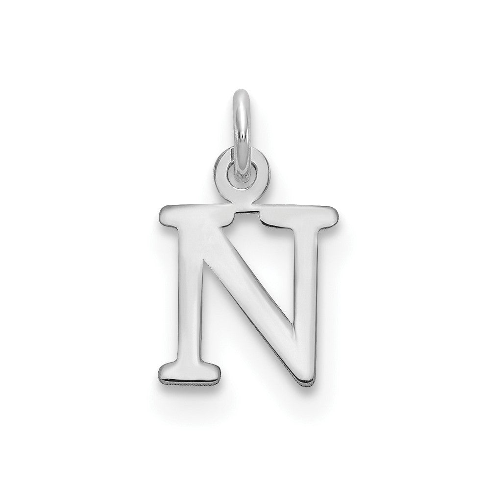 Dije con Letra “N” Recortada en Oro Blanco de 14K