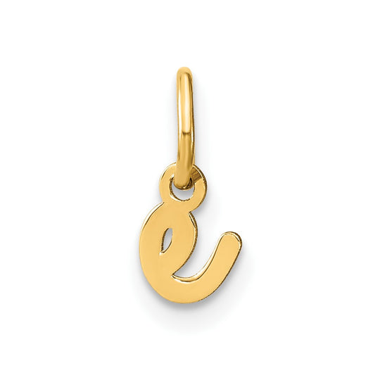14k Yellow Gold Lowercase "E" Letter Pendant