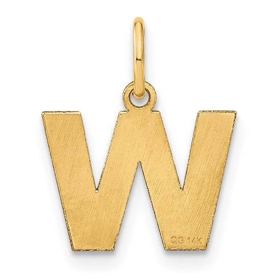 14k Yellow Gold "W" Initial Pendant