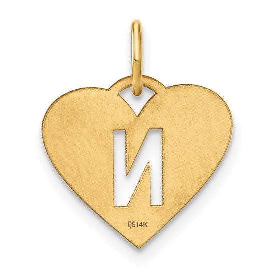 Dije con Letra "N" Inicial en Oro Amarillo de 14K