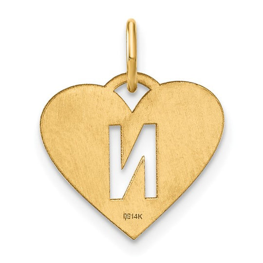 Dije con Letra "N" Inicial en Oro Amarillo de 14K