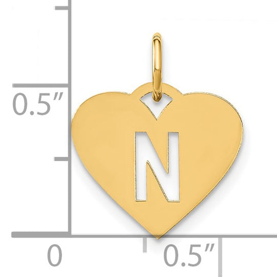Dije con Letra "N" Inicial en Oro Amarillo de 14K