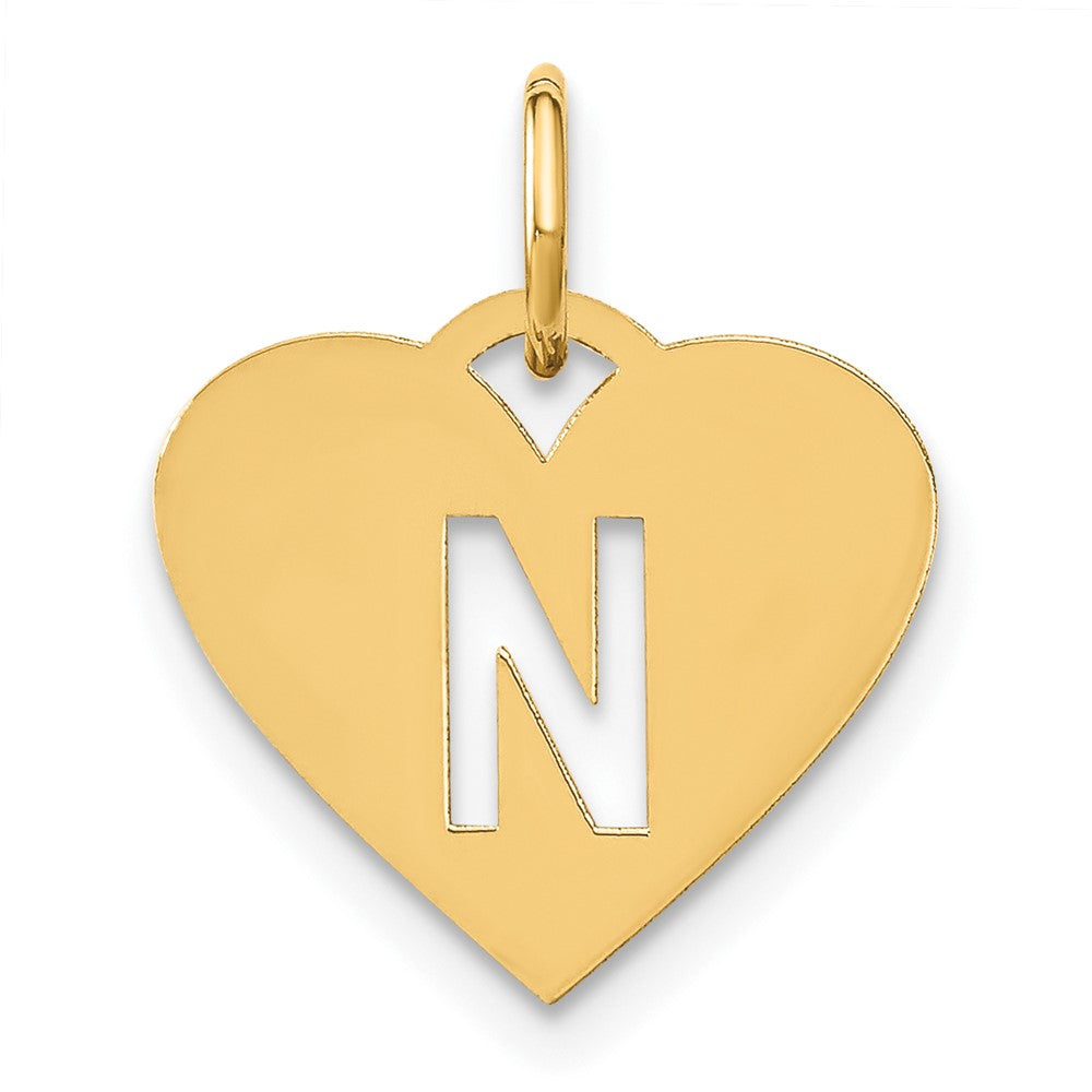 Dije con Letra "N" Inicial en Oro Amarillo de 14K