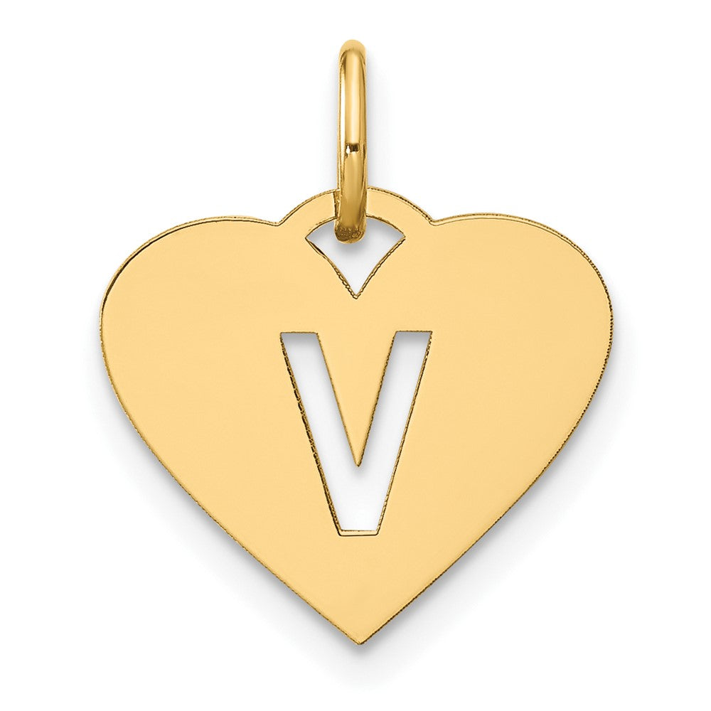 Dije Letra "V" en Oro Amarillo de 14K .