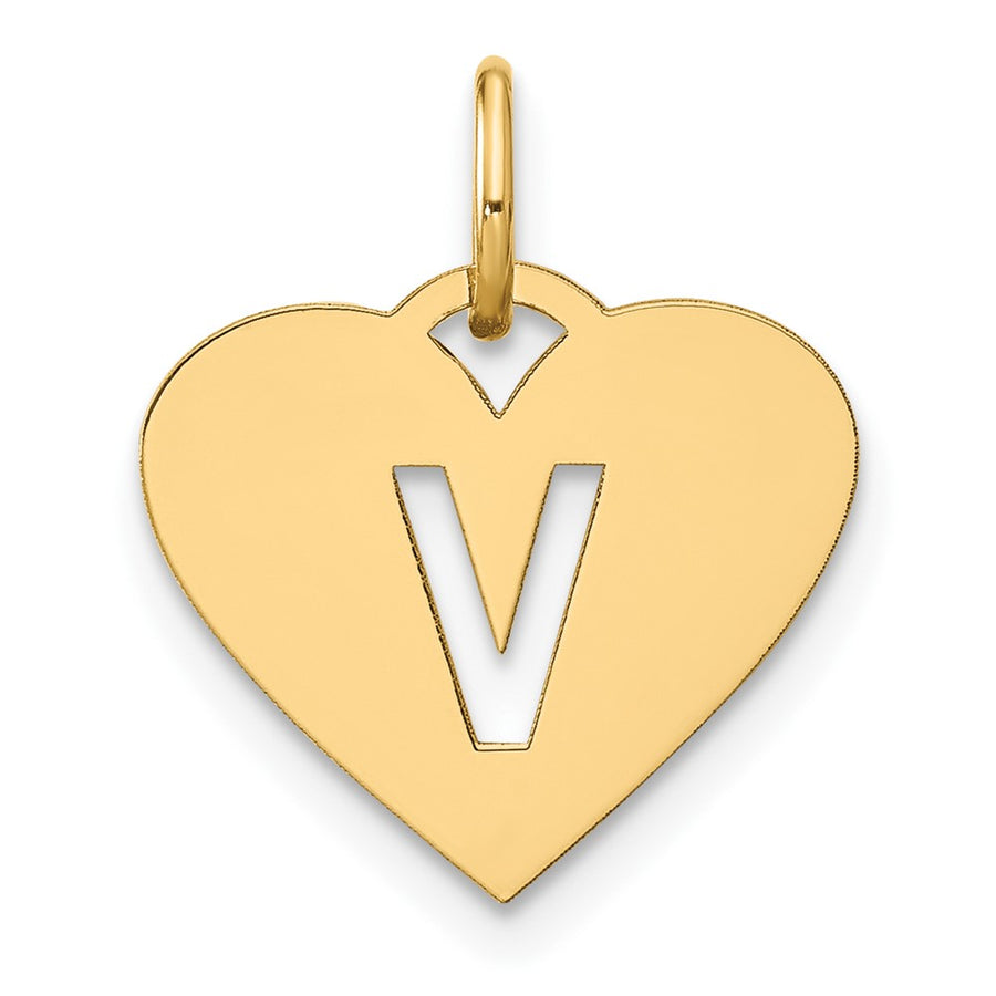 Dije Letra "V" en Oro Amarillo de 14K .