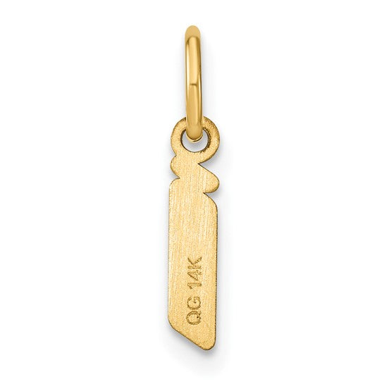 14K Yellow Gold Initial "i" Pendant (Lowercase Letter)