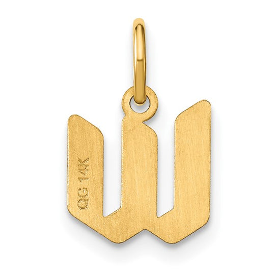 14k Gold Lowercase Letter W Initial Pendant