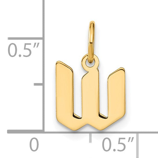 14k Gold Lowercase Letter W Initial Pendant