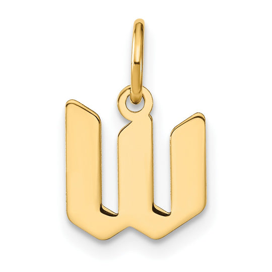 14k Gold Lowercase Letter W Initial Pendant