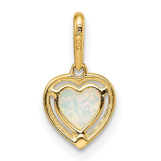 Synthetic Opal Heart Pendant in 14k Yellow Gold