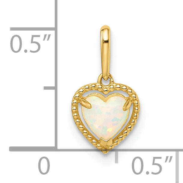 Synthetic Opal Heart Pendant in 14k Yellow Gold