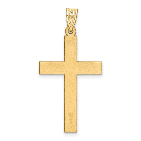 14K Yellow Gold Sandblasted Cross Pendant
