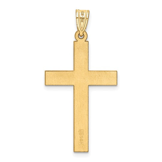 14K Yellow Gold Sandblasted Cross Pendant