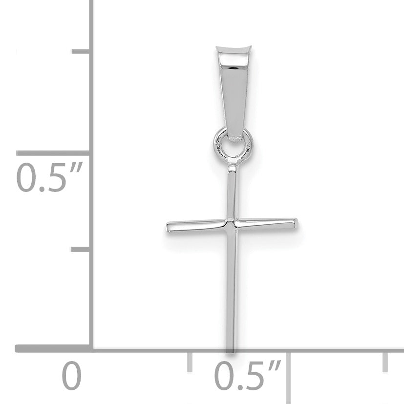 Solid Polished 14k White Gold Cross Pendant