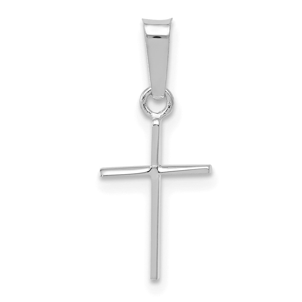 Solid Polished 14k White Gold Cross Pendant