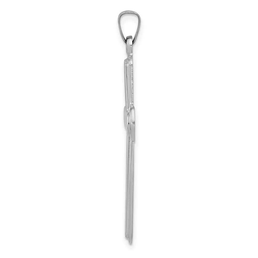Latin Cross Pendant in Polished 14k White Gold