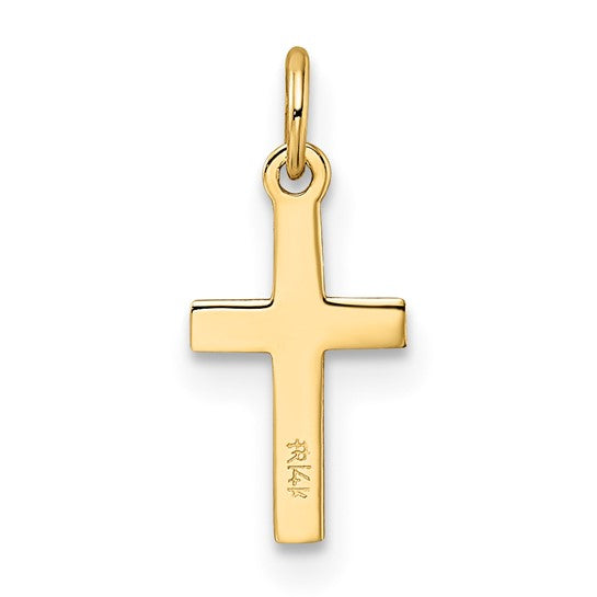 Solid Polished Cross Pendant in 14k Yellow Gold