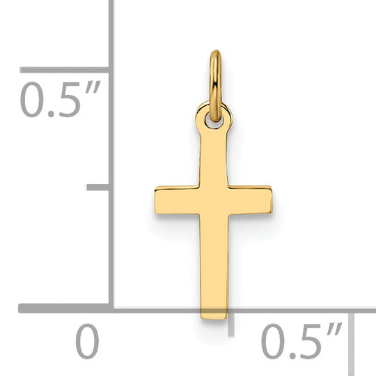 Solid Polished Cross Pendant in 14k Yellow Gold