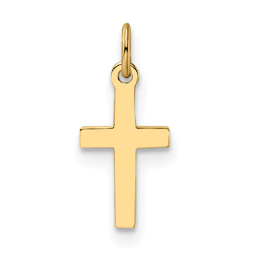 Colgante de Cruz Sólida y Pulida en Oro Amarillo de 14k