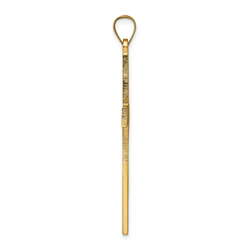 Solid Cross Pendant with Polished and Line Design in 14K Gold