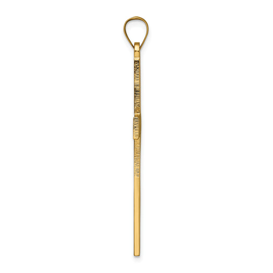 Solid Cross Pendant with Polished and Line Design in 14K Gold