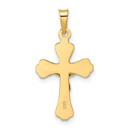 Polished Solid 14k Two-Tone Gold INRI Crucifix Pendant