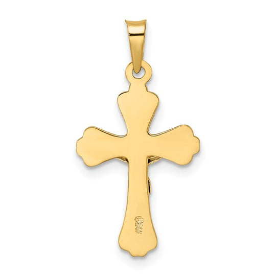 Polished Solid 14k Two-Tone Gold INRI Crucifix Pendant
