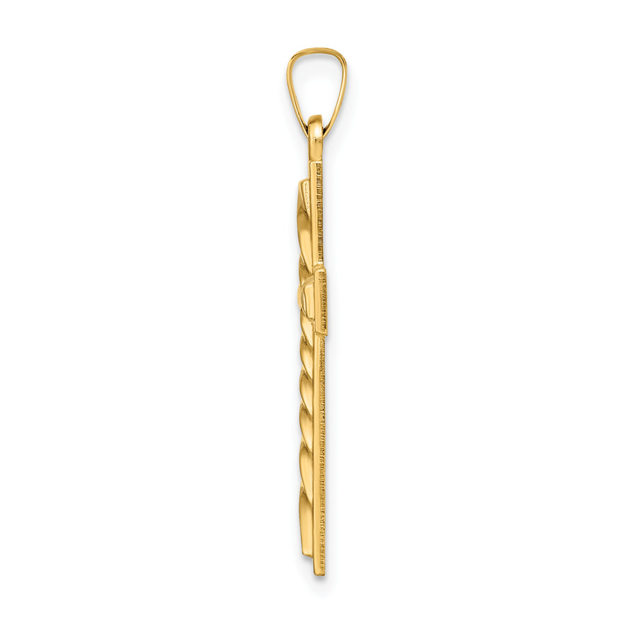Colgante de Cruz Hueca Retorcida Pulida de 14K