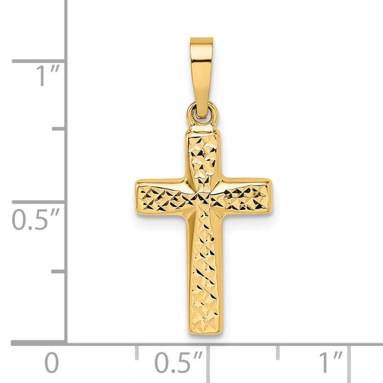 Polished Diamond-Cut Reversible Chunky Cross Pendant in 14k Yellow Gold