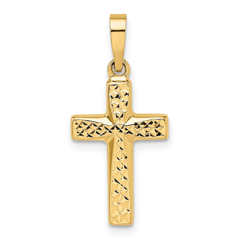 Polished Diamond-Cut Reversible Chunky Cross Pendant in 14k Yellow Gold