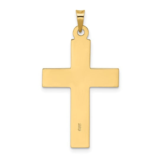 Solid Wood Textured Cross Pendant 14k Polished