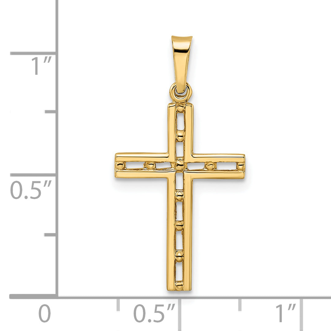 Colgante de Cruz Sólida Pulida en Oro Amarillo de 14K