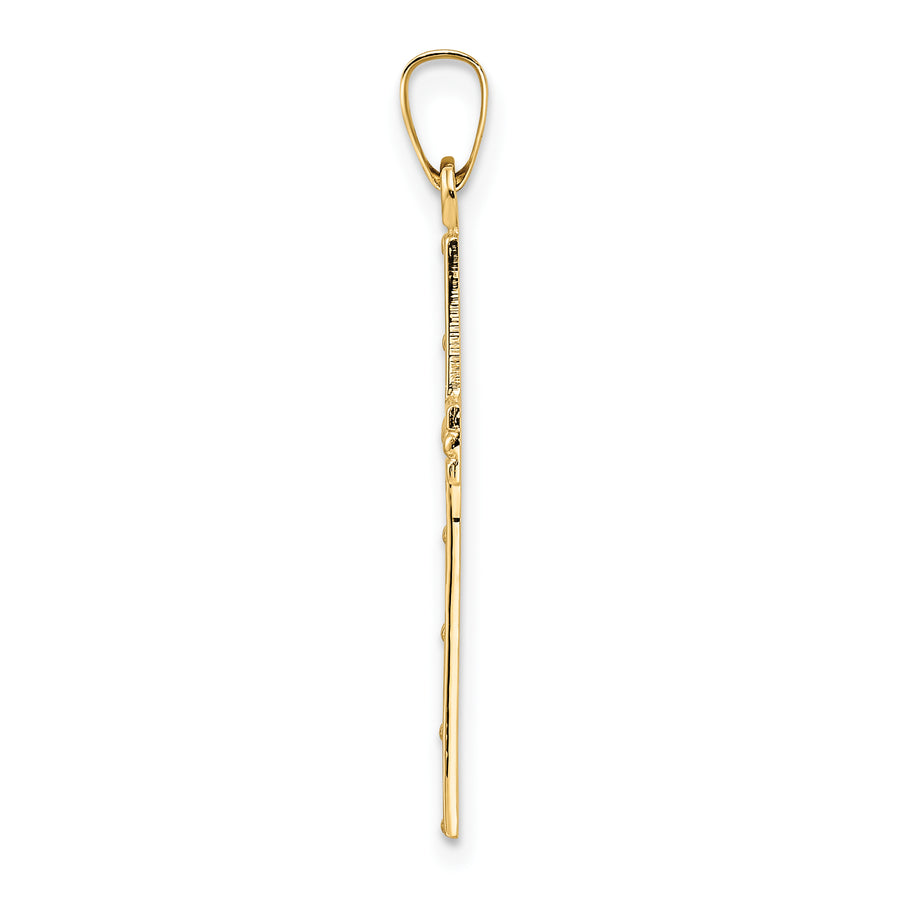 Colgante Cruz Sólida Pulida de Oro 14K