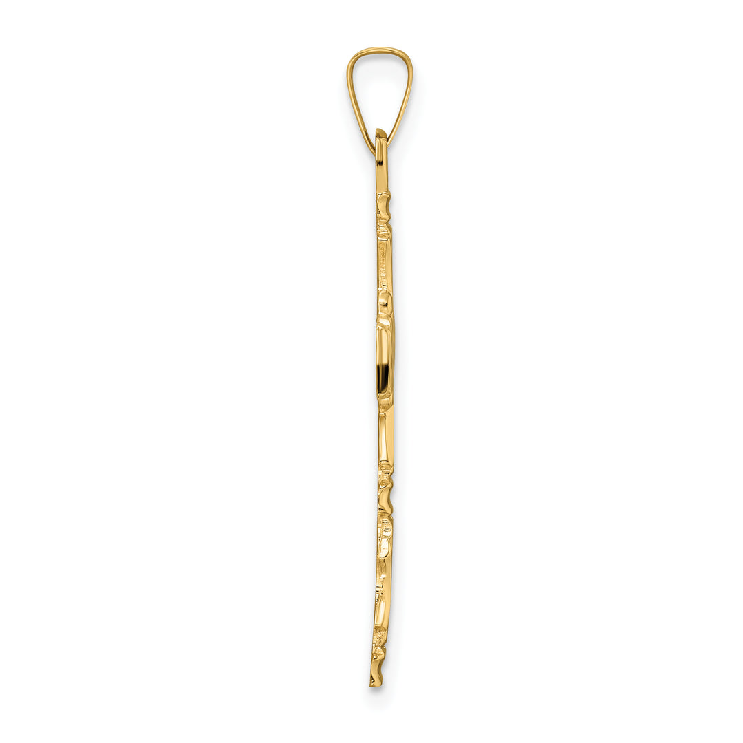 Floral Cross Pendant with Solid 14k Polished Center