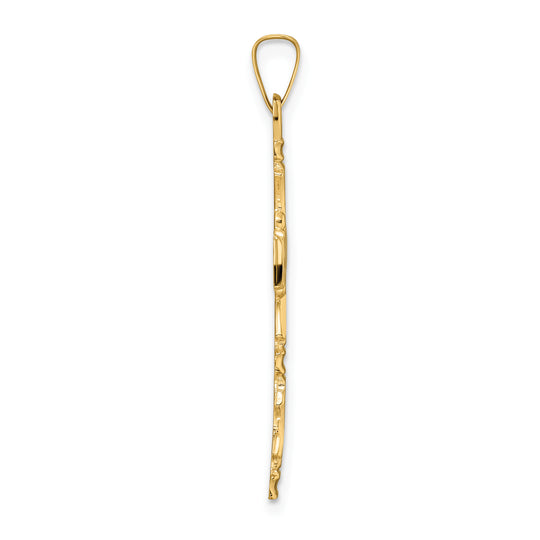Floral Cross Pendant with Solid 14k Polished Center