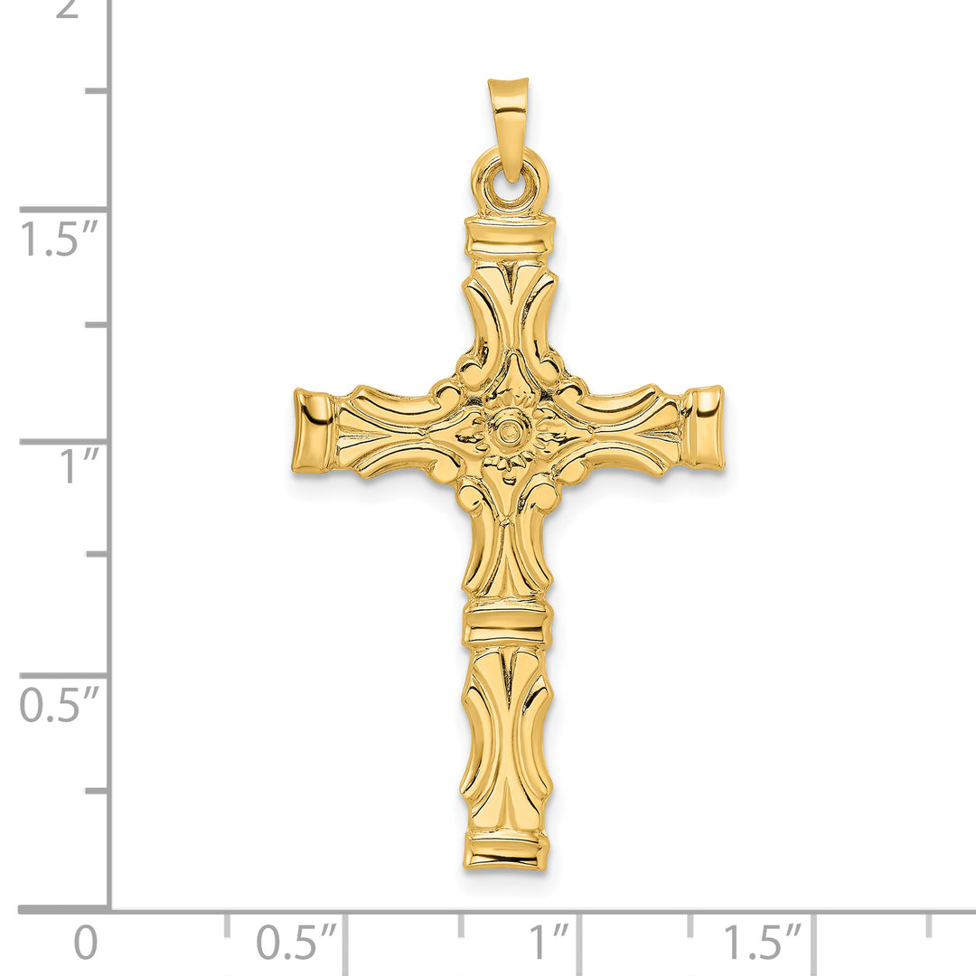 Elegant Design Cross Pendant in Polished 14k Yellow Gold