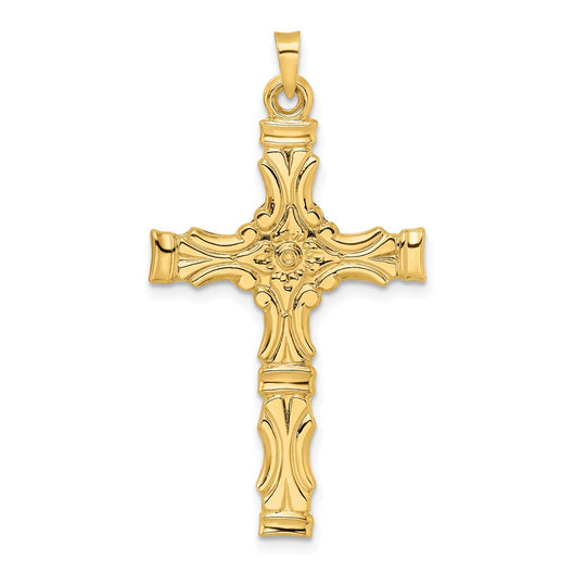Elegant Design Cross Pendant in Polished 14k Yellow Gold