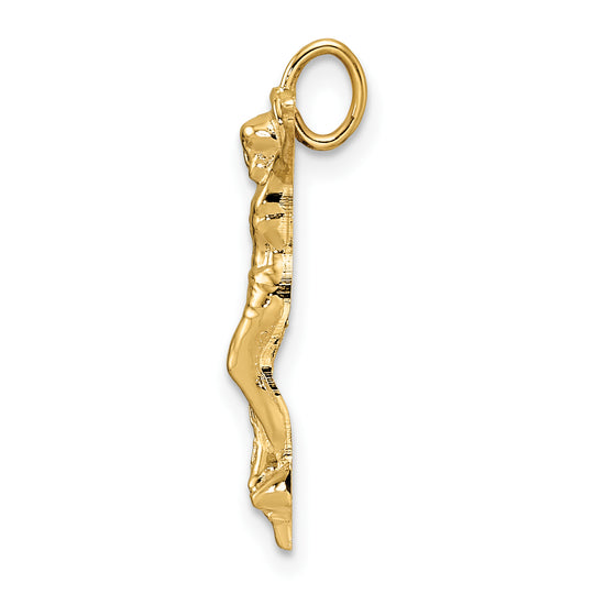 Solid 14K Yellow Gold Risen Christ Chain Slider