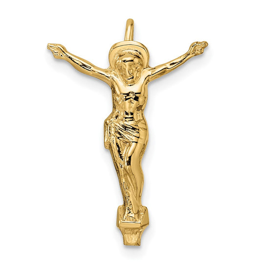 Solid 14K Yellow Gold Risen Christ Chain Slider