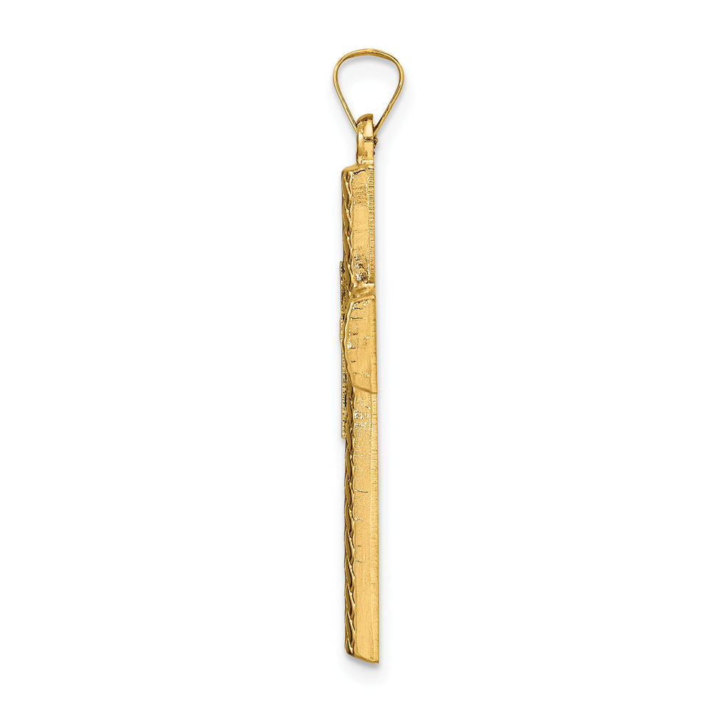 14k Two Tone Polished Hollow Woven Double Cross Pendant
