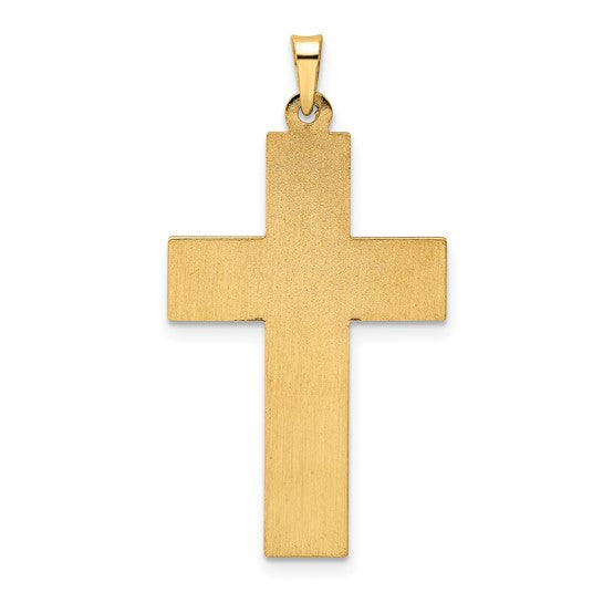 14k Two Tone Polished Hollow Woven Double Cross Pendant