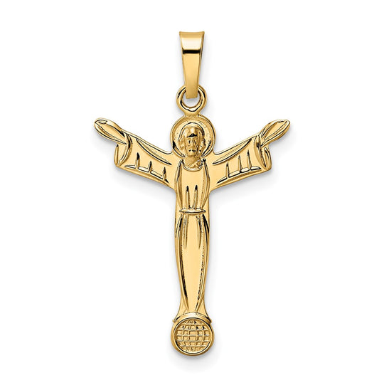 Solid 14K Gold Risen Christ Pendant