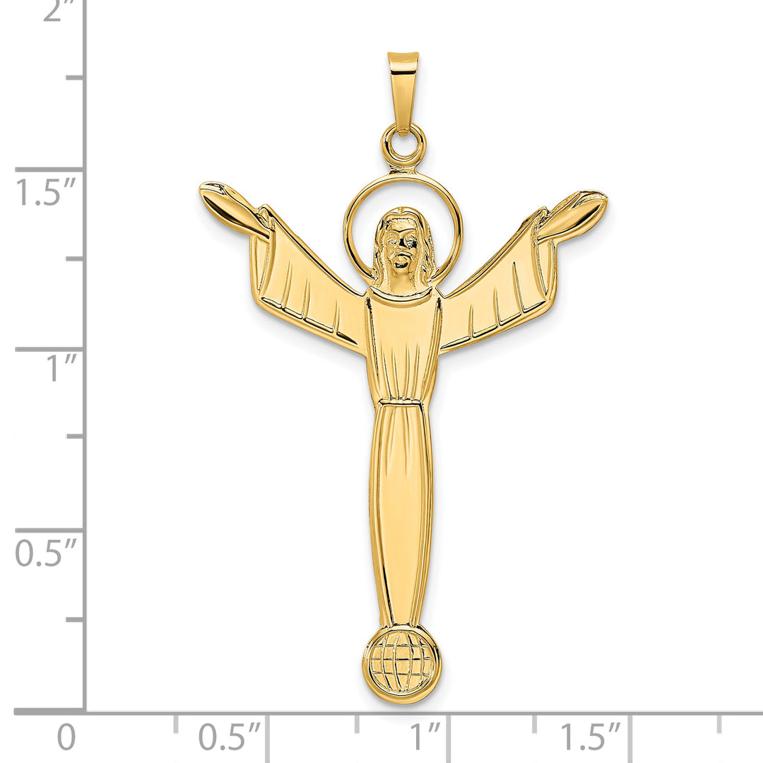 Solid Polished 14K Gold Risen Christ Pendant