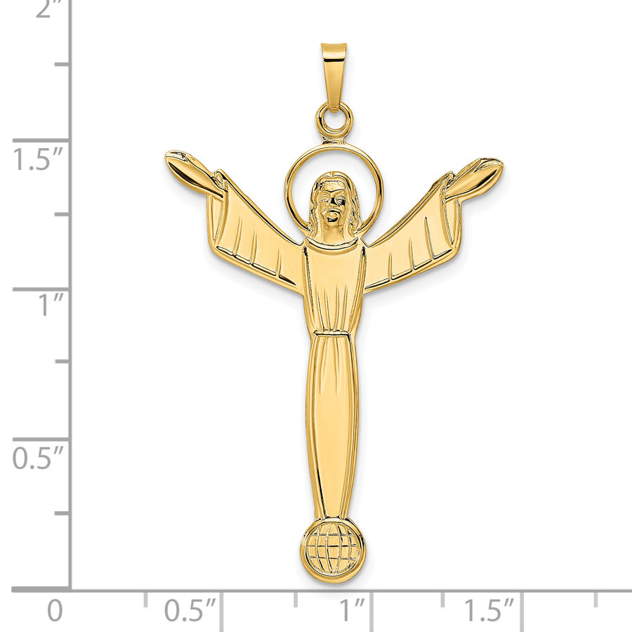 Colgante Cristo Resucitado Sólido Pulido en Oro 14K