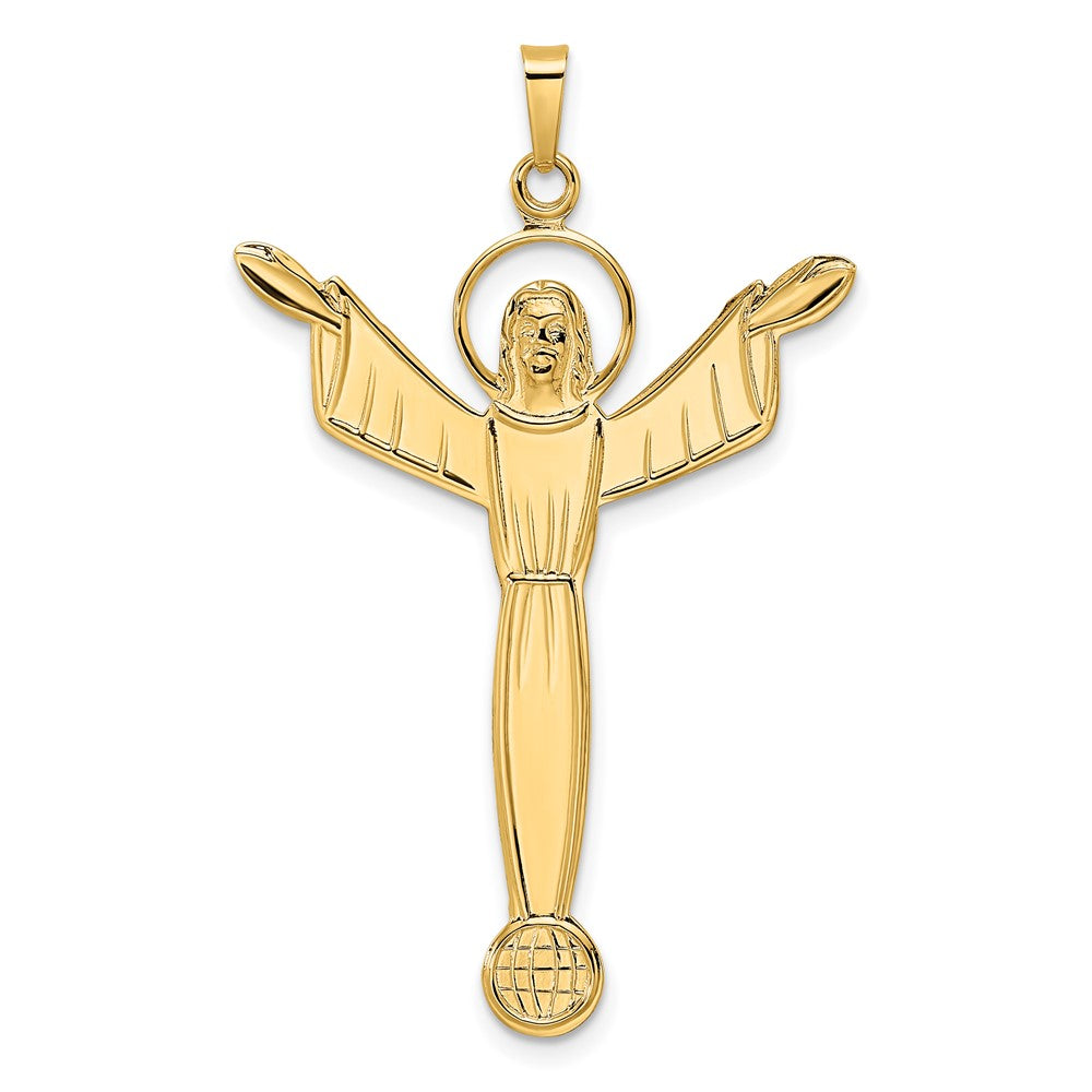 Solid Polished 14K Gold Risen Christ Pendant