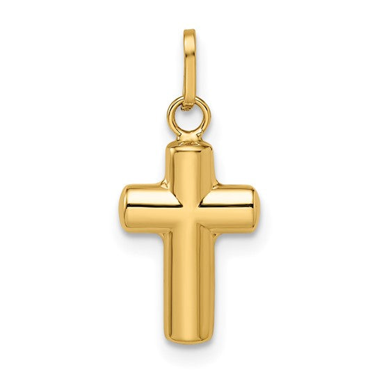 14k Yellow Gold Polished Puffed Cross Pendant