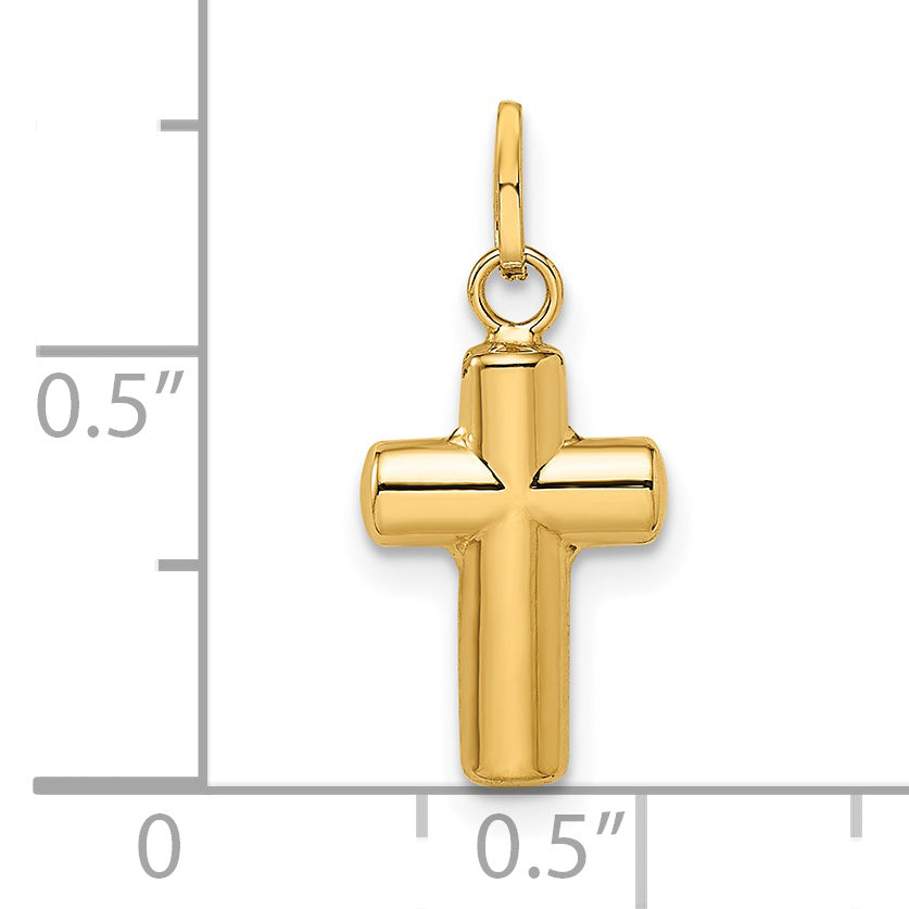 14k Yellow Gold Polished Puffed Cross Pendant