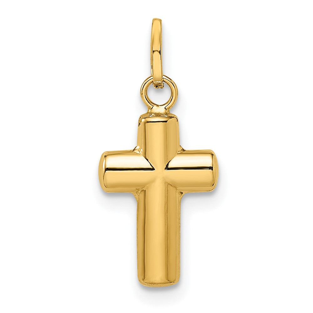14k Yellow Gold Polished Puffed Cross Pendant